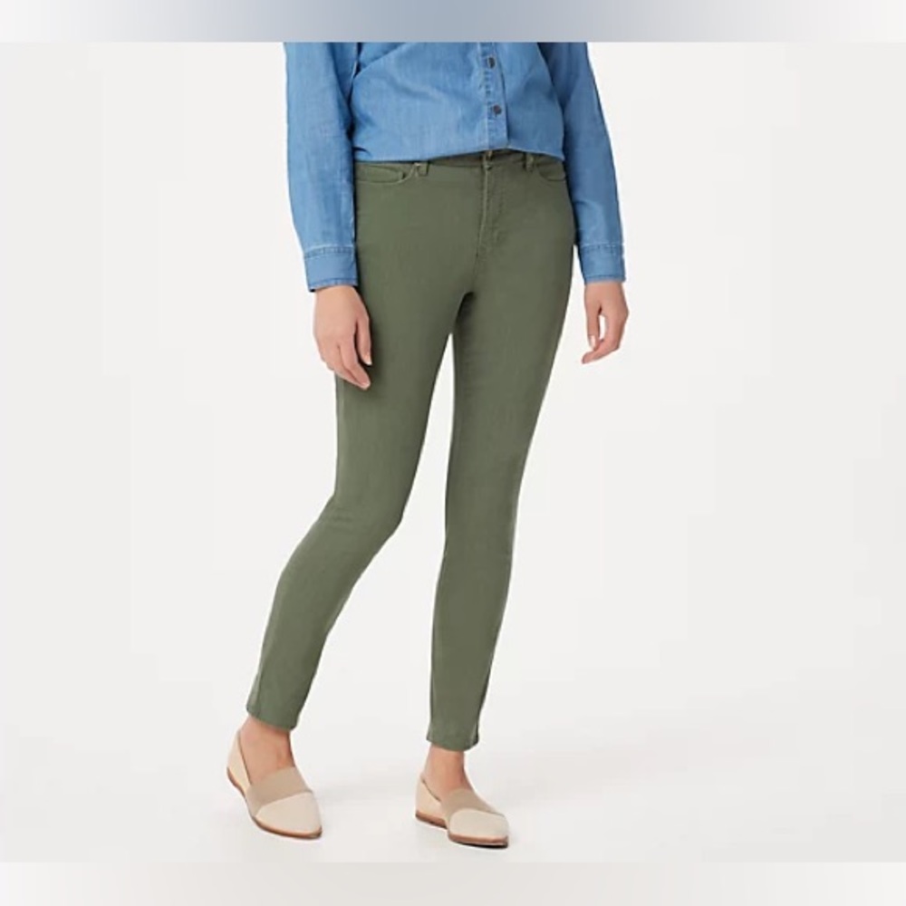 Martha Stewart Petite Colored Denim Ankle Jeans 16P A351148 QVC Olive Green